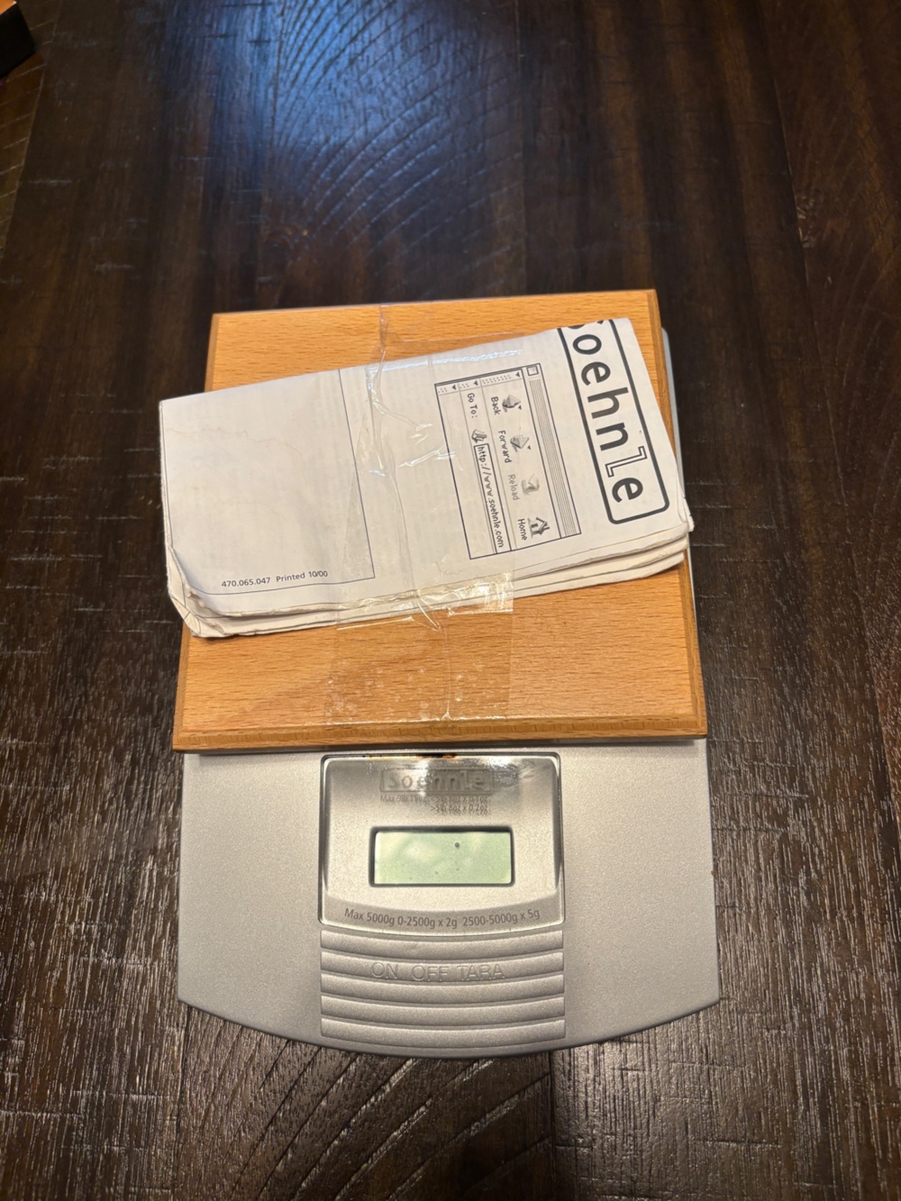 Soehnie Digital Kitchen Scale with Natural Wood Platform and Silver Display
